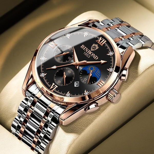 Waterproof Luminous Calendar Men's Fashion Genuine Leather Watch.