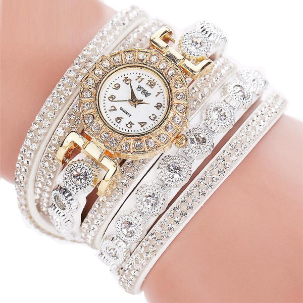 Relogio masculino Women Quartz Women PU Leather Rhinestone Watch Bracelet Watches.