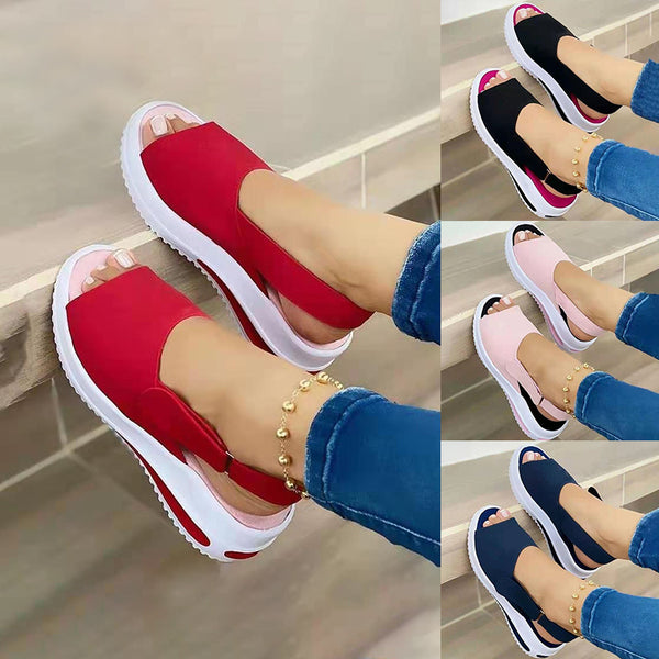 Velcro Casual Summer Women Sandals Fish Mouth Sandals.